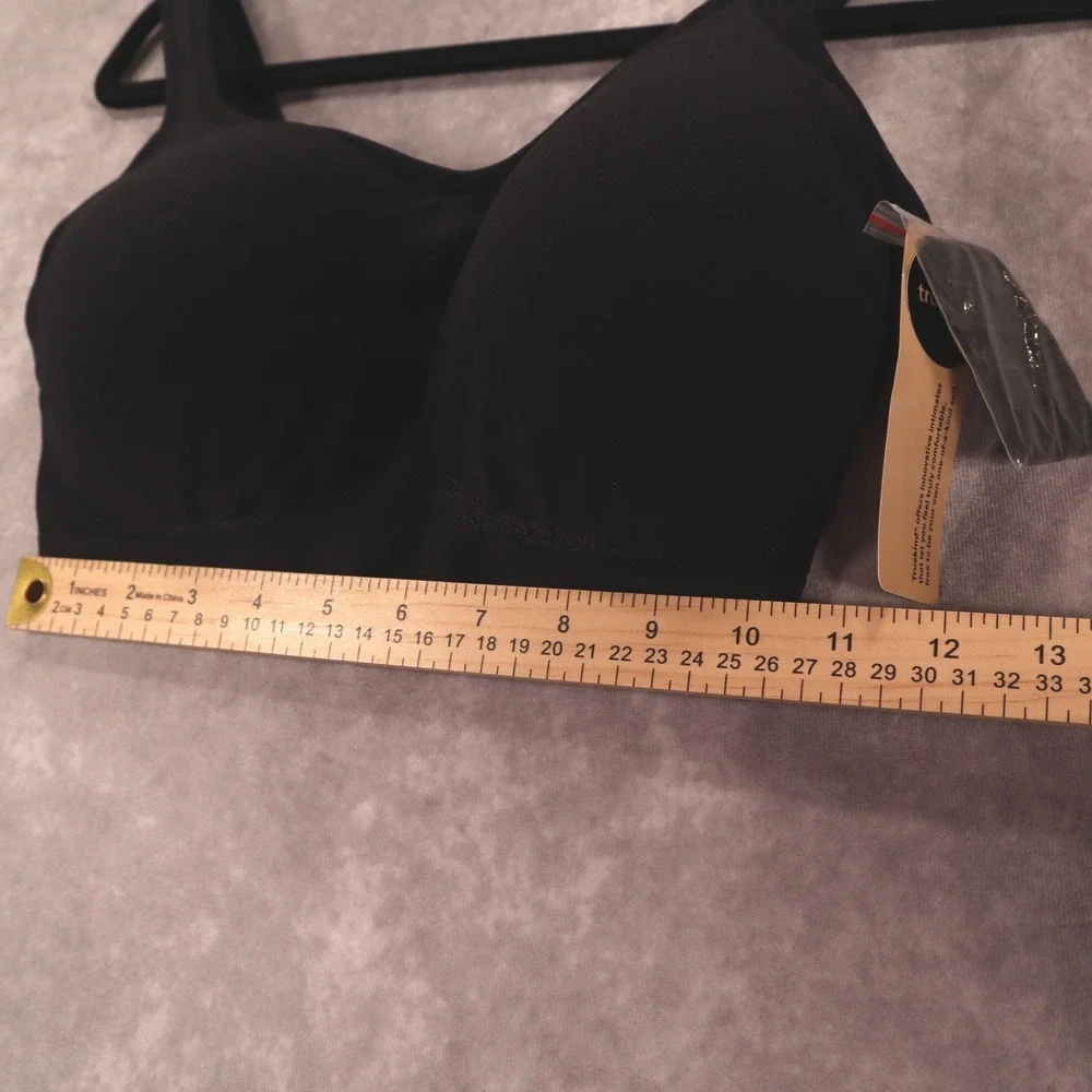Truekind Daily Comfort Wirefree Shaper Bra Black XL Seamless Scoop Neck 10022